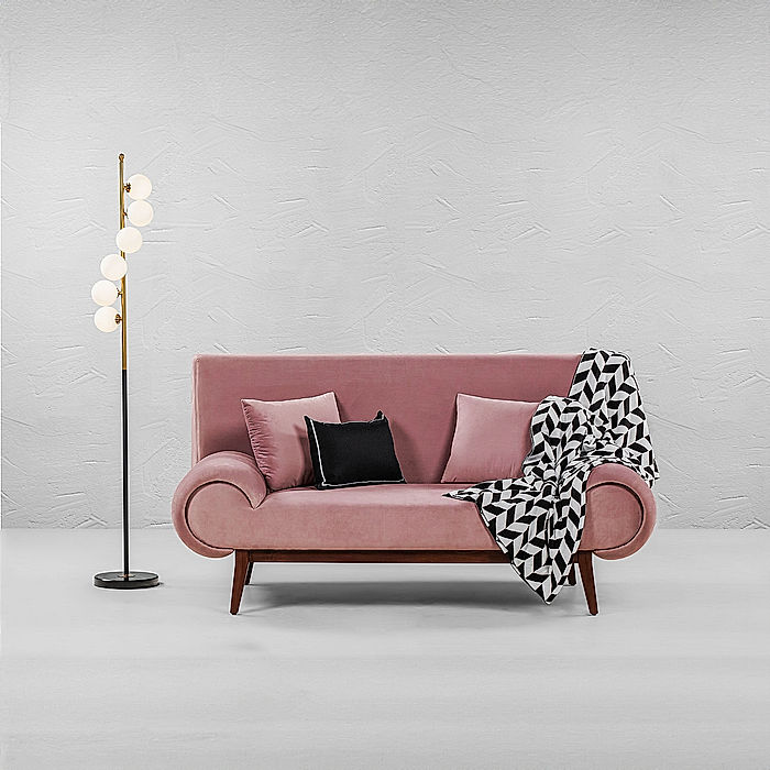 Kow Tow 2 Seater Wooden Sofa (Velvet, Mauve)