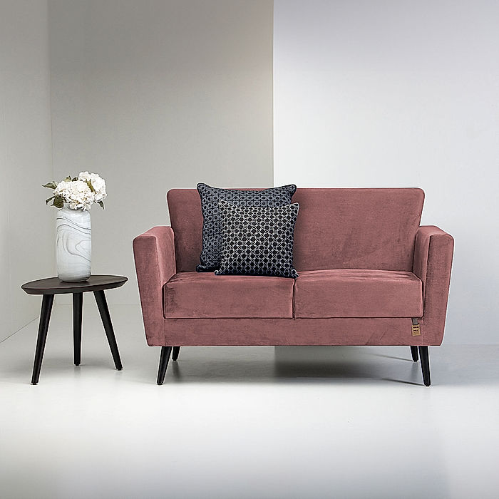 Cairo Wooden 2 Seater Sofa (Velvet, Mauve)