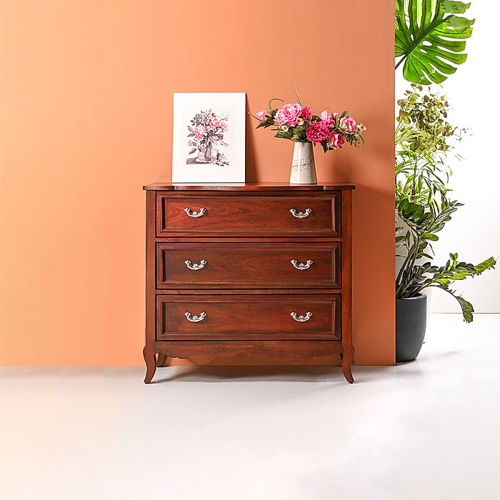 Juliet Wooden 3 Chest of Drawers (Teak Finish)