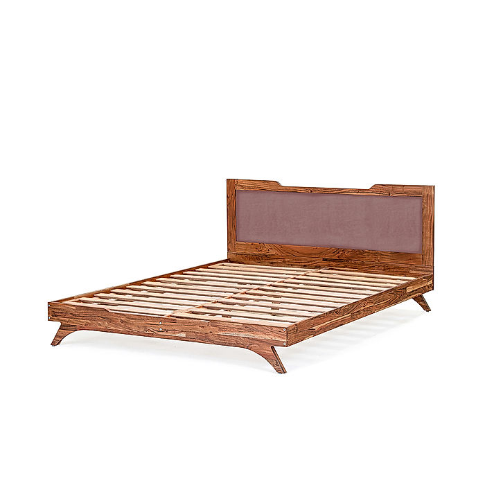 Nirvana Wooden Bed Without Storage (Queen Size, Natural Finish)