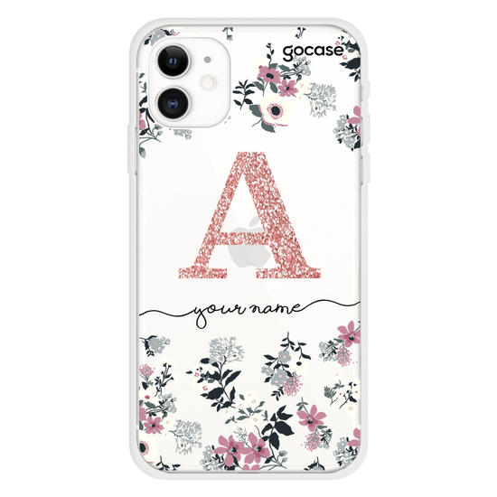 Lovely Floral - Initials Glitter Phone Case