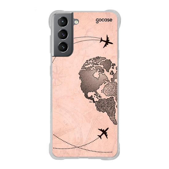 Capinha para celular BFF - Coração Mapa Mundi Vintage (Esquerda)