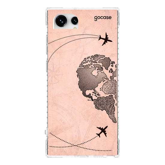 Capinha para celular BFF - Coração Mapa Mundi Vintage (Esquerda)