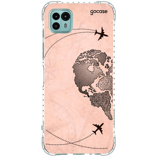 Capinha para celular BFF - Coração Mapa Mundi Vintage (Esquerda)