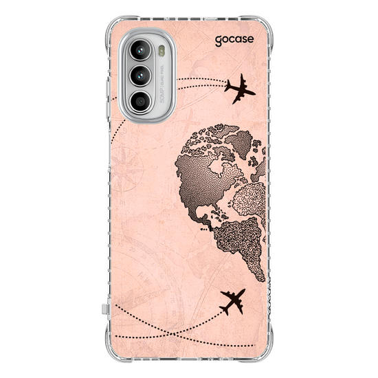 Capinha para celular BFF - Coração Mapa Mundi Vintage (Esquerda)