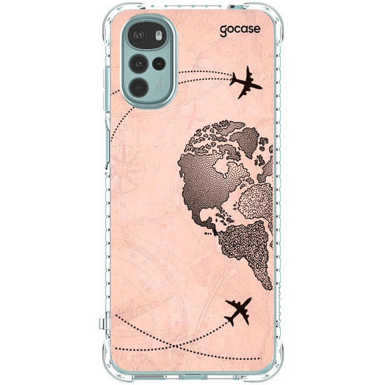 Capinha para celular BFF - Coração Mapa Mundi Vintage (Esquerda)