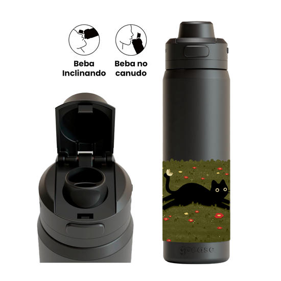 Garrafa Térmica Flip Pro + Ebook - Black Cat Spring
