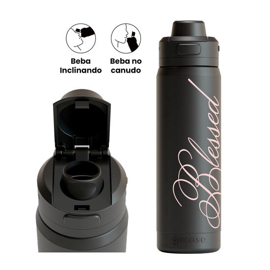 Garrafa Térmica Flip Pro + Ebook - Blessed Cursive