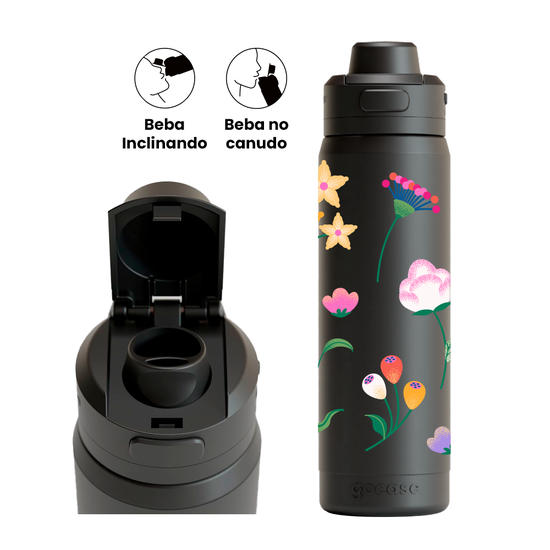 Garrafa Térmica Flip Pro + Ebook - Bloom Tropical