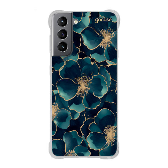 Capinha para celular  Blue and Gold Flowers