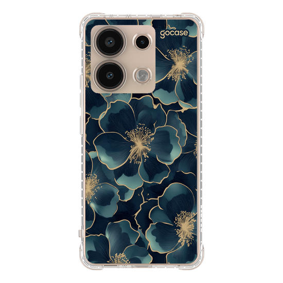 Capinha para celular  Blue and Gold Flowers