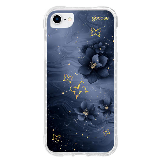 Capinha para celular  Blue Flowers and Gold