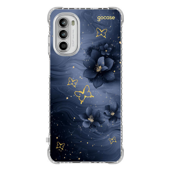 Capinha para celular  Blue Flowers and Gold