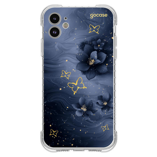 Capinha para celular  Blue Flowers and Gold