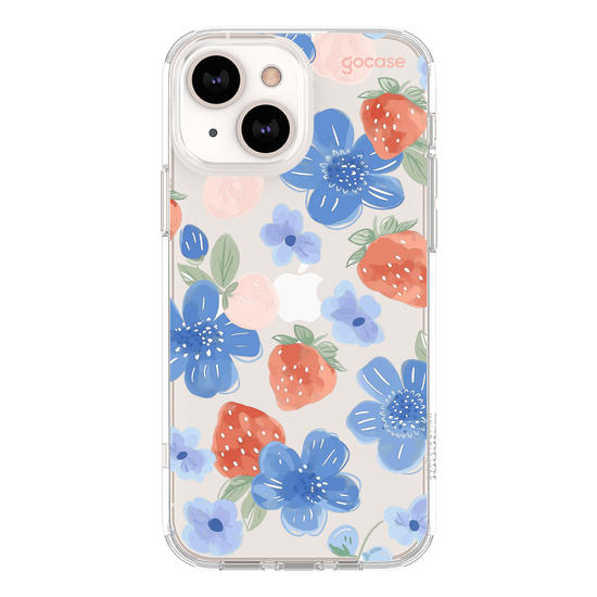 Capinha para celular Blue Flowers Strawberry