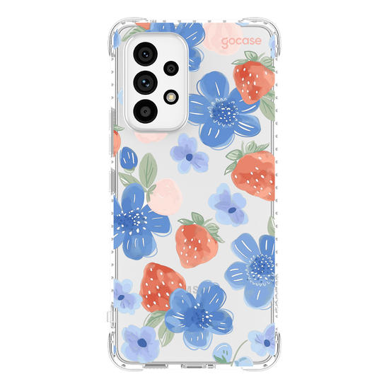 Capinha para celular Blue Flowers Strawberry