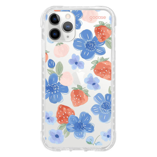 Capinha para celular Blue Flowers Strawberry