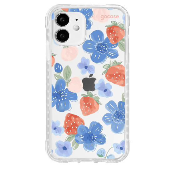 Capinha para celular Blue Flowers Strawberry