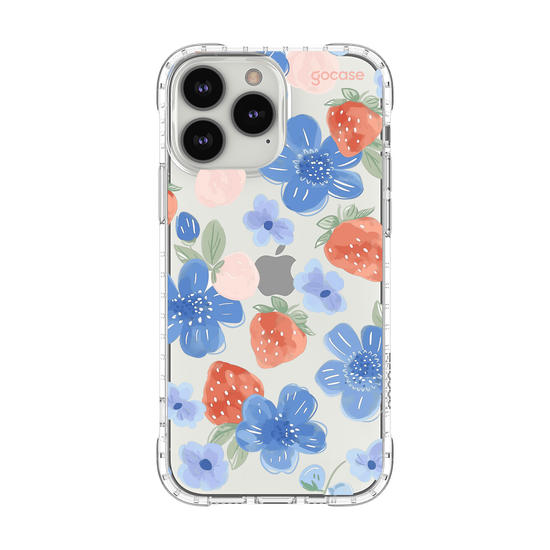 Capinha para celular Blue Flowers Strawberry