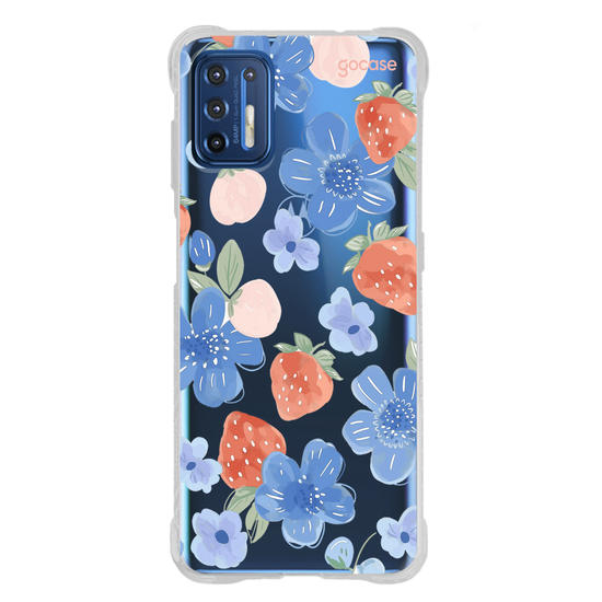 Capinha para celular Blue Flowers Strawberry