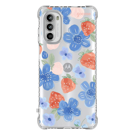 Capinha para celular Blue Flowers Strawberry