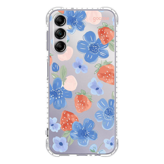 Capinha para celular Blue Flowers Strawberry