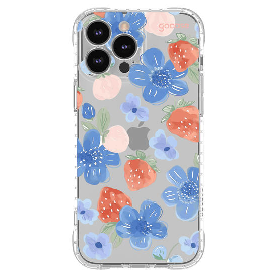 Capinha para celular Blue Flowers Strawberry