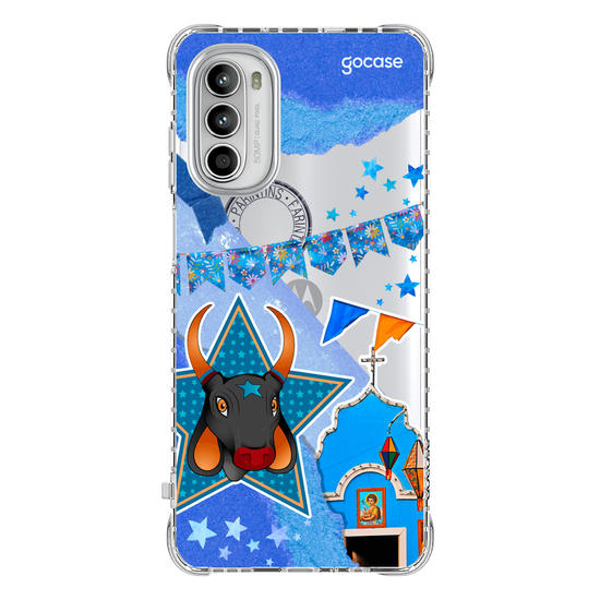 Capinha para celular Boi Azul Colagem