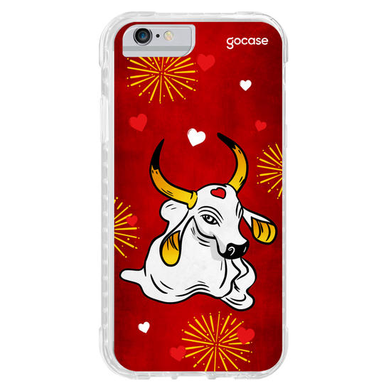Capinha para celular Boi Vermelho e Corações