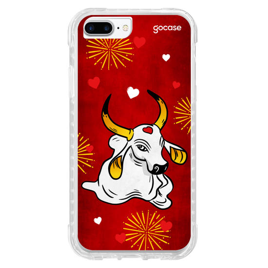 Capinha para celular Boi Vermelho e Corações
