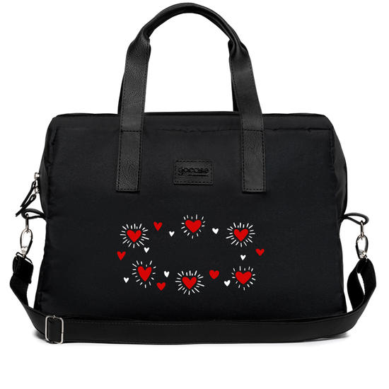 Bolsa Joy Preta - Corações  Customizável - by Iasmin Almeida