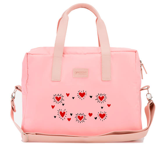 Bolsa Joy Rosa - Corações Customizável - by Iasmin Almeida