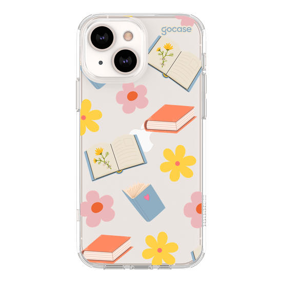 Capinha para celular Book Lover - Livros e Flores Pattern