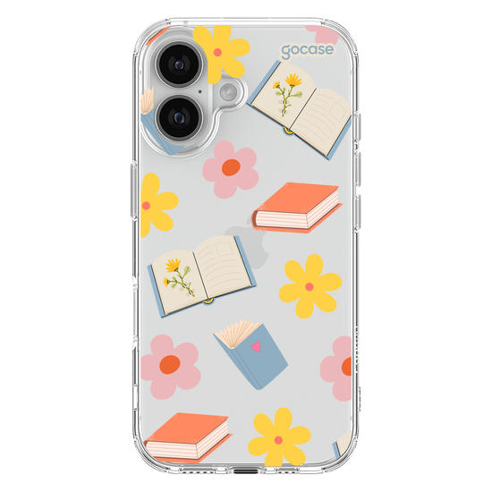 Capinha para celular  Book Lover - Livros e Flores Pattern