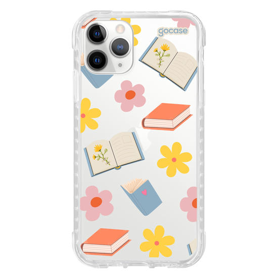 Capinha para celular  Book Lover - Livros e Flores Pattern