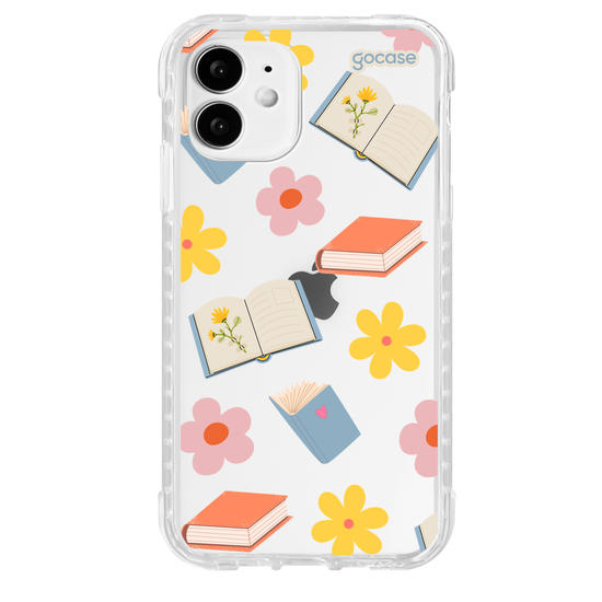 Capinha para celular  Book Lover - Livros e Flores Pattern