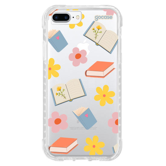 Capinha para celular  Book Lover - Livros e Flores Pattern