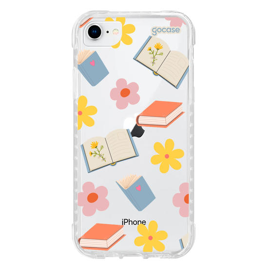 Capinha para celular  Book Lover - Livros e Flores Pattern