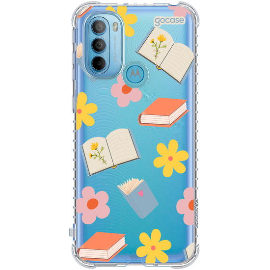 Capinha para celular  Book Lover - Livros e Flores Pattern