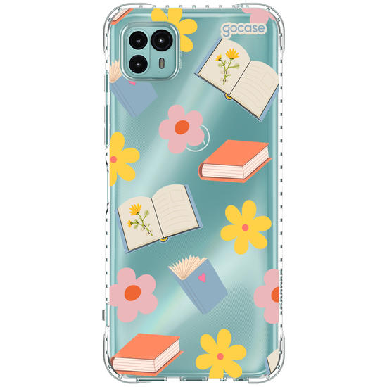 Capinha para celular  Book Lover - Livros e Flores Pattern