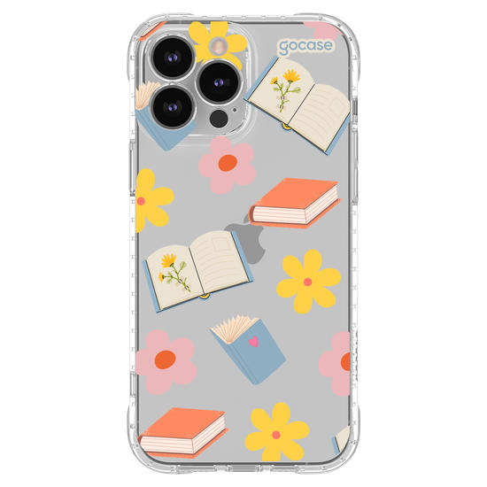 Capinha para celular  Book Lover - Livros e Flores Pattern