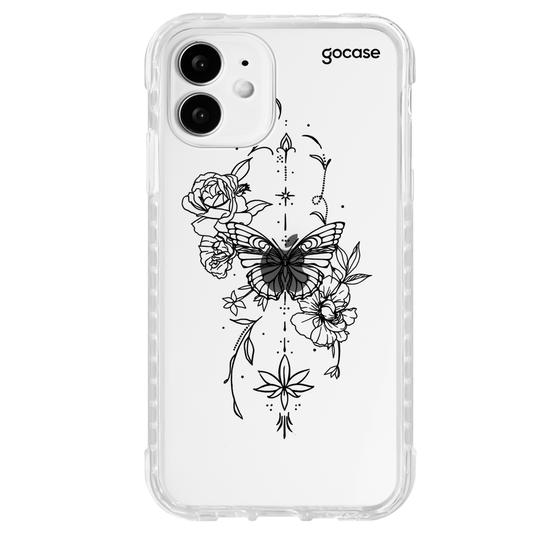 Capinha para celular  Borboleta com Flores Lineart