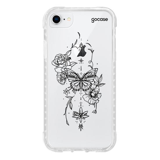 Capinha para celular  Borboleta com Flores Lineart