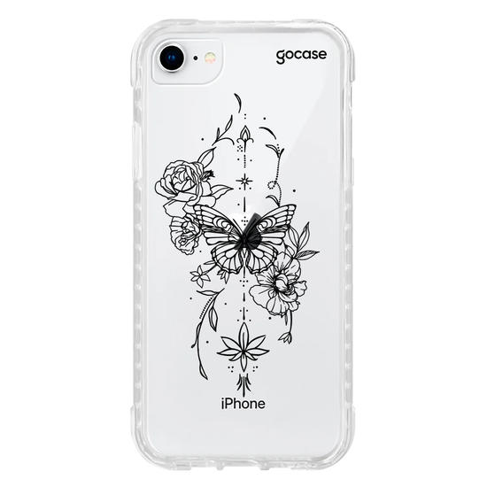 Capinha para celular  Borboleta com Flores Lineart