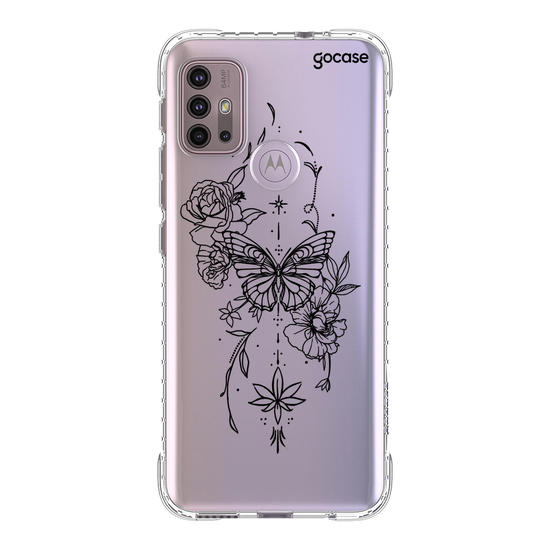 Capinha para celular  Borboleta com Flores Lineart