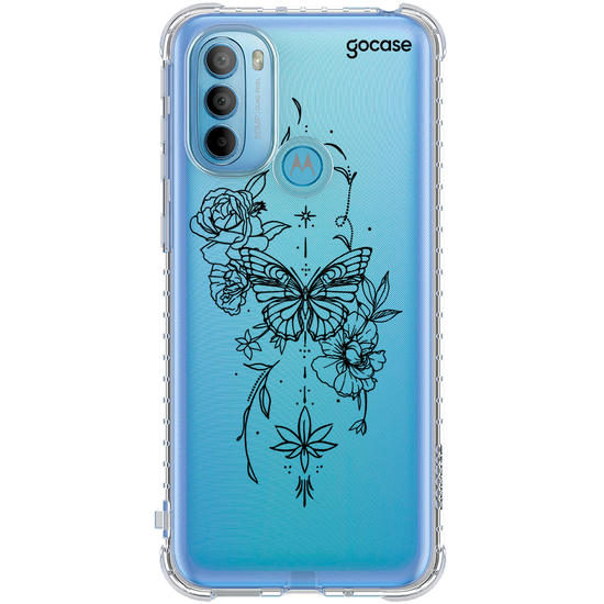 Capinha para celular  Borboleta com Flores Lineart