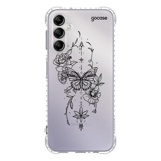 Capinha para celular  Borboleta com Flores Lineart