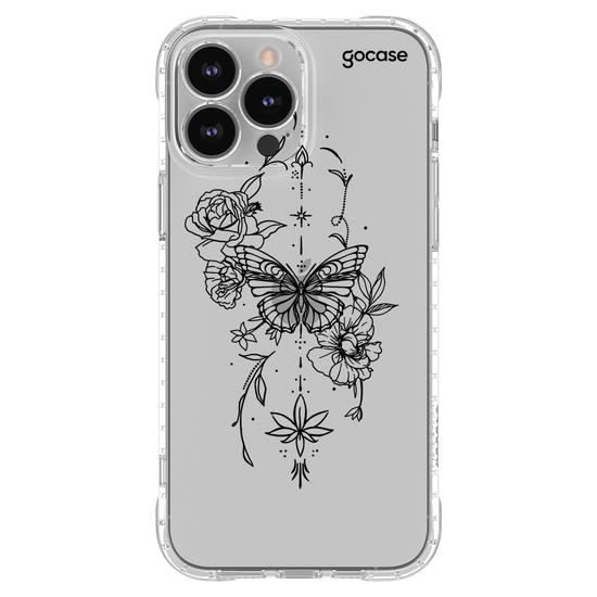 Capinha para celular  Borboleta com Flores Lineart