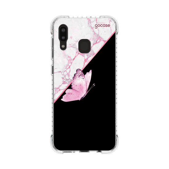 Capinha para celular Borboleta e Mármore (Vertical)