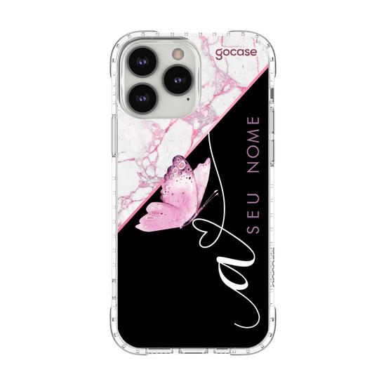 Capinha para celular Borboleta e Mármore (Vertical)